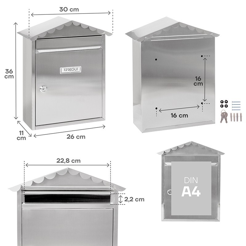 Visit Inoxidable Buzón Exterior Tamaño DIN A4 | ARREGUI