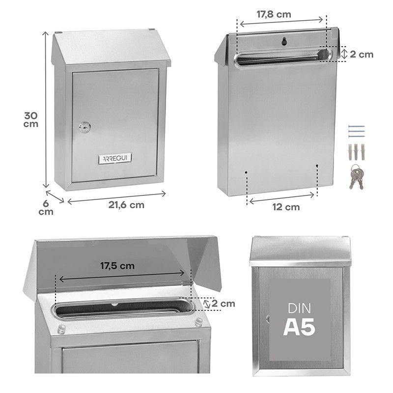 Smart Inoxidable Buzón Exterior Tamaño DIN A5 | ARREGUI