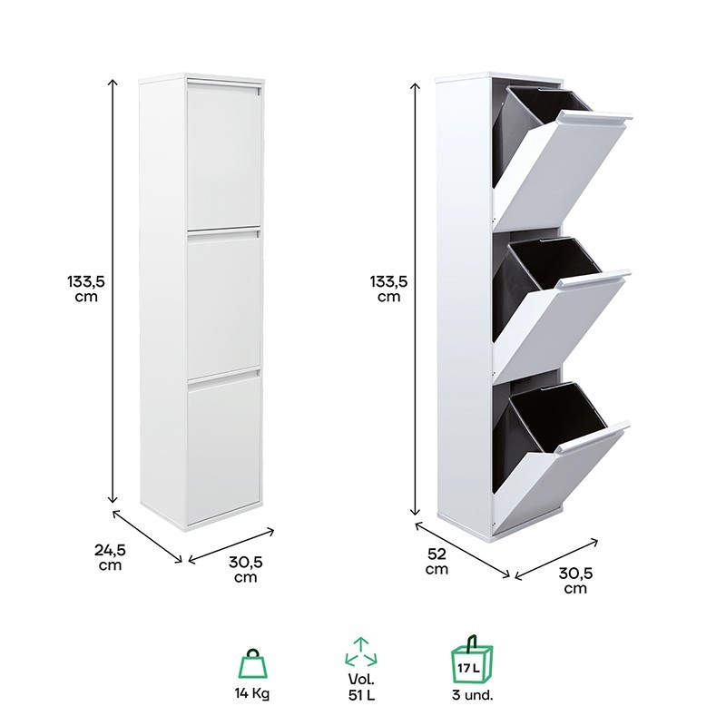 Cubo de Basura y Reciclaje Basic 3x17 L | ARREGUI