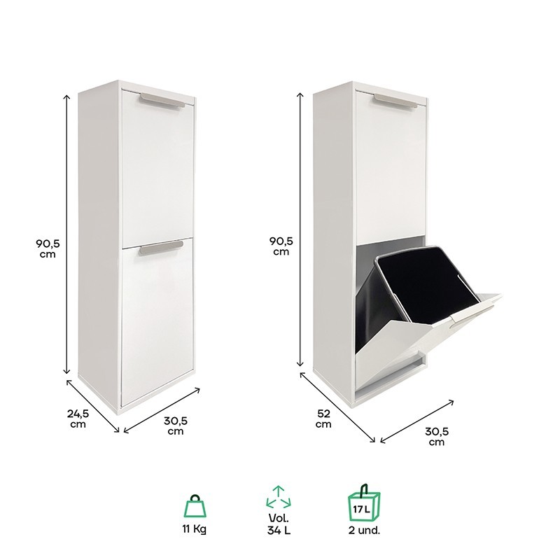 Cubo de Basura y Reciclaje Ecoclas 2x17 L | ARREGUI