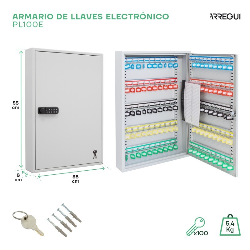 Armario 100 Llaves Electrónico Ganchos Regulables | ARREGUI