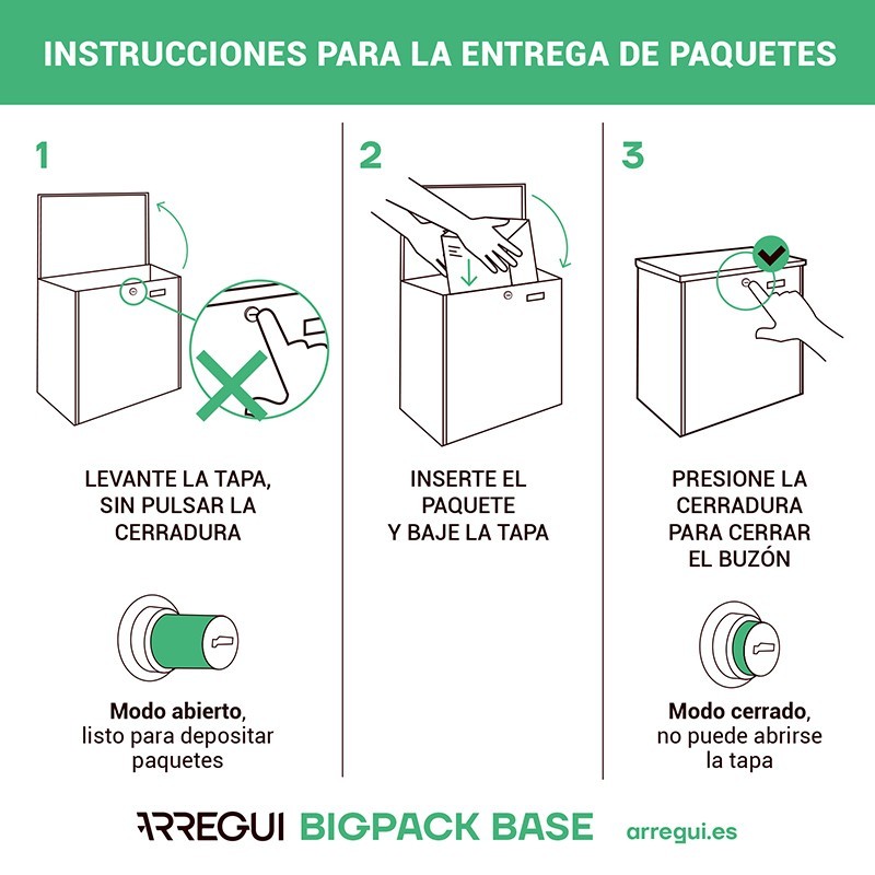 Bigpack Base Buzón Individual Exterior de Paquetería con Cerradura de Llave, Buzón de Acero Galvanizado para Paquetes Grandes