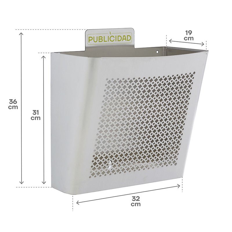 Curvo - Cesta de Publicidad de Acero Inoxidable de 11,5 L, Cesta de Publicidad con Rejilla