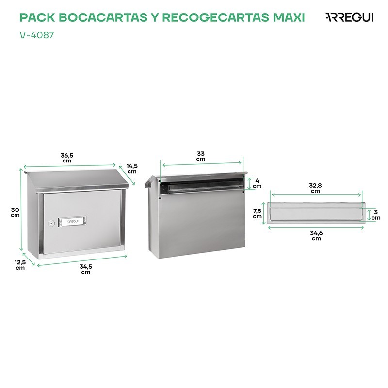 Pack de Bocacartas más Recogecartas Acero Inoxidable DIN A4