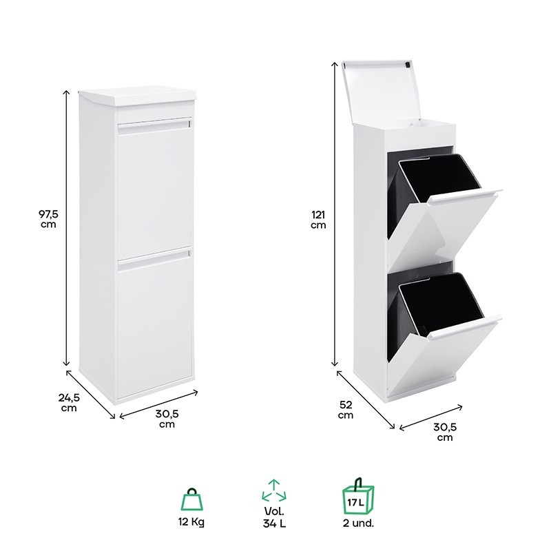 Cubo de Basura y Reciclaje Top 2x17 L | ARREGUI