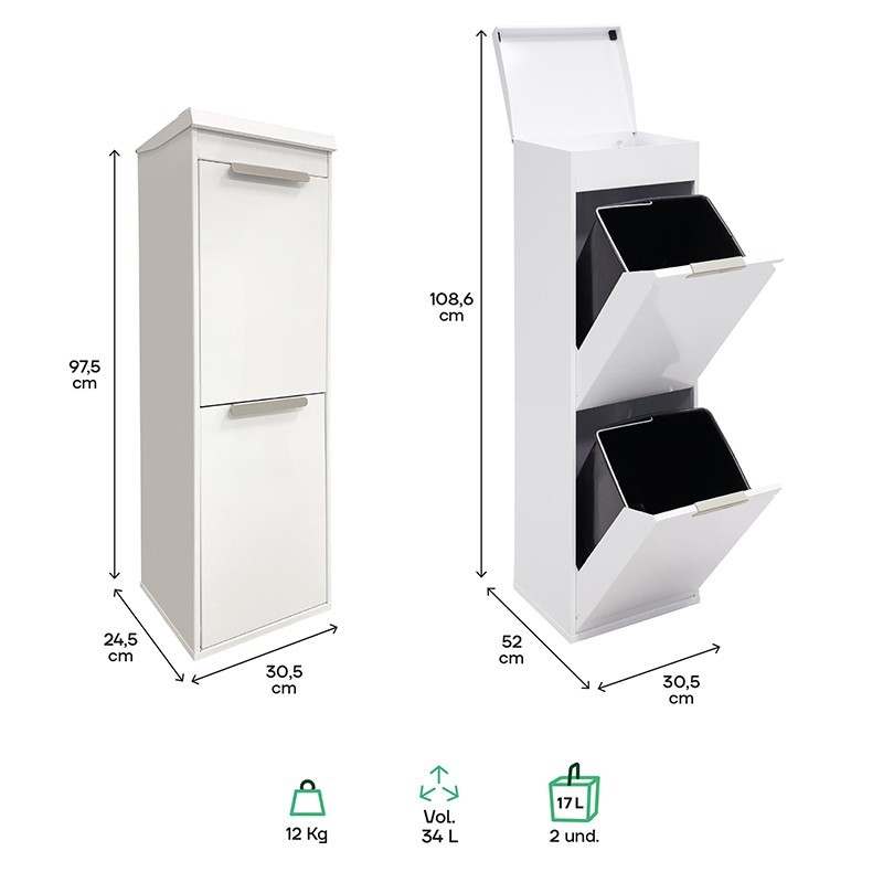 Cubo de Basura y Reciclaje Ecoclas Plus 2x17 L | ARREGUI