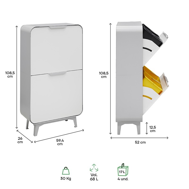 Cubo de Basura y Reciclaje Round 4x17 L | ARREGUI