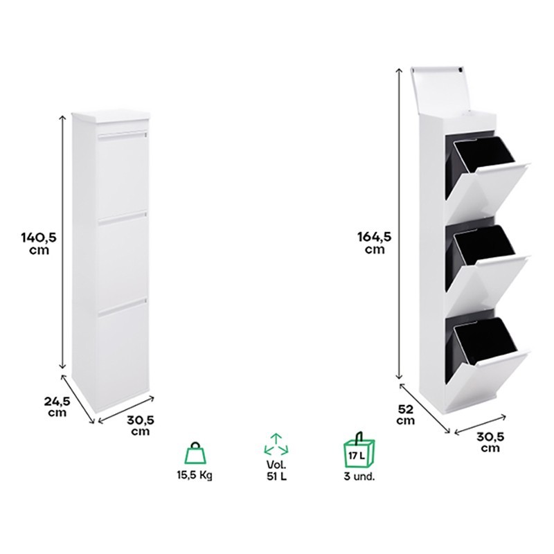 Cubo de Basura y Reciclaje Top 3x17 L | ARREGUI