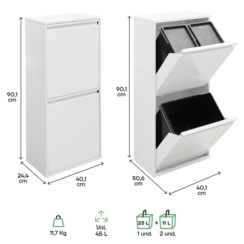 Cubo de Basura y Reciclaje Basic 11+11+23 L | ARREGUI