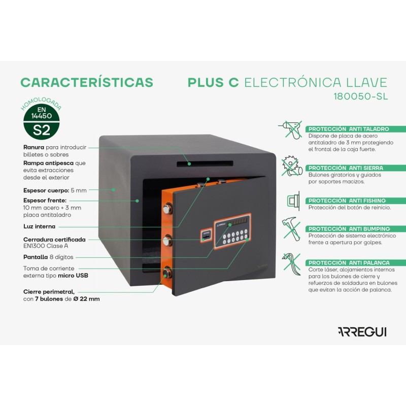 Caja Fuerte de Sobreponer Plus C con Ranura | ARREGUI