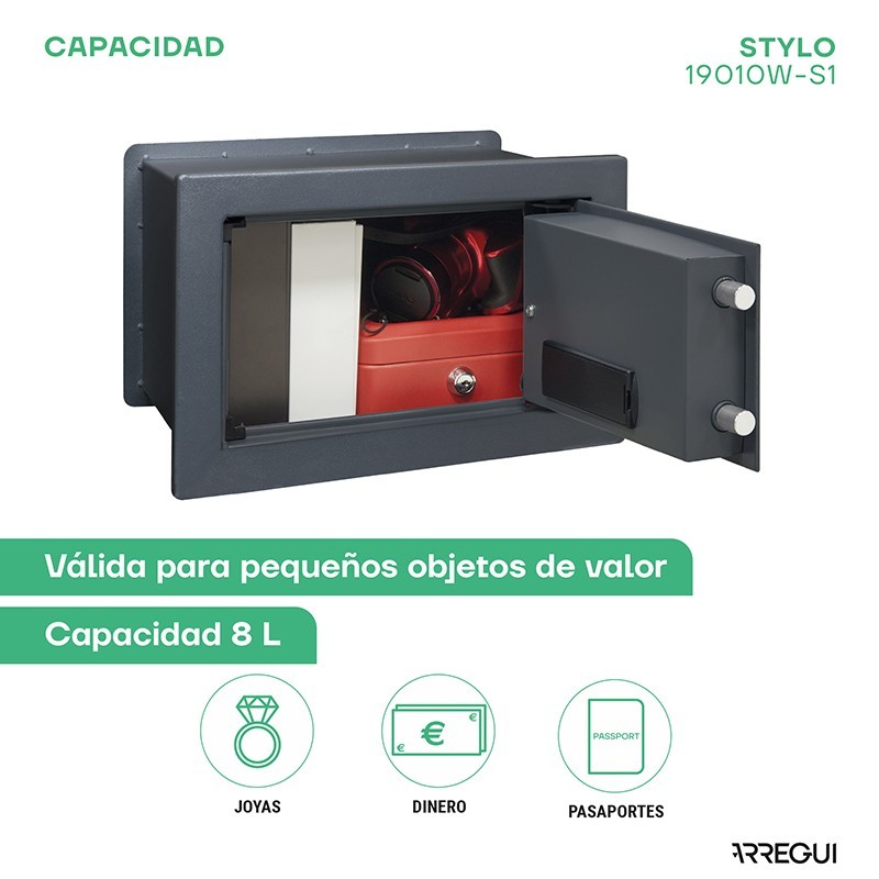 Caja Fuerte de Empotrar Stylo Electrónica+Llave | ARREGUI