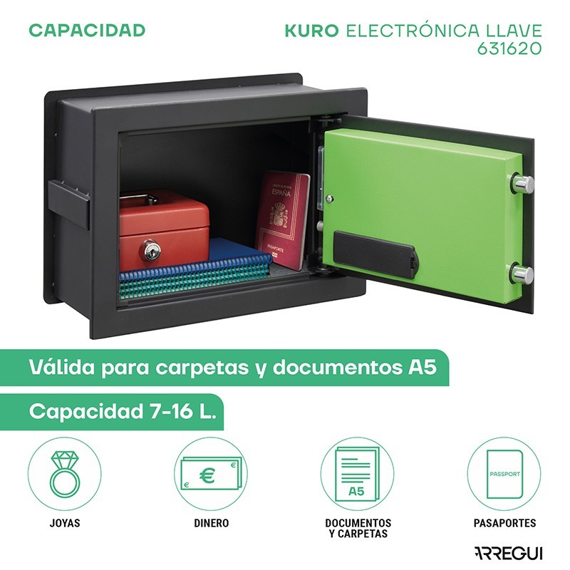 Caja Fuerte de Empotrar Kuro Fingerprint+Llave | ARREGUI