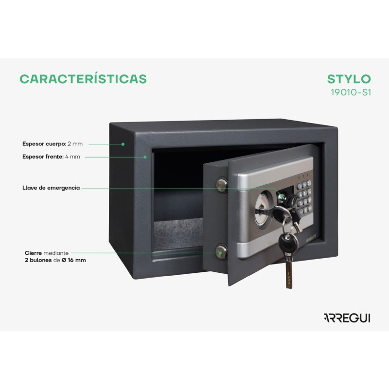 Caja Fuerte de Sobreponer Stylo Electrónica+Llave | ARREGUI