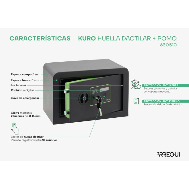 Caja Fuerte de Sobreponer Kuro Fingerprint | ARREGUI