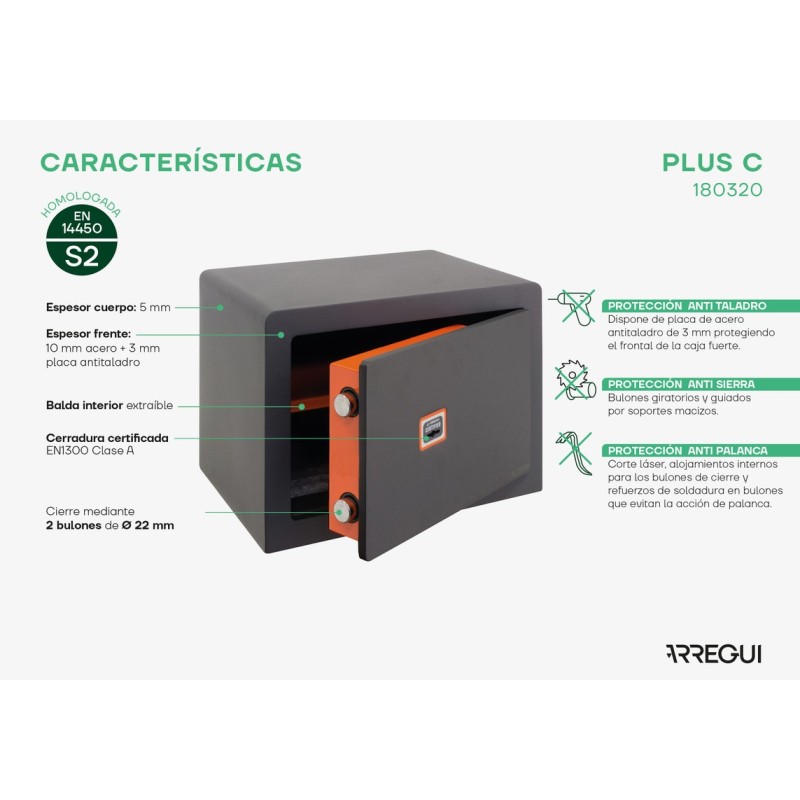 Caja Fuerte de Sobreponer Plus C Llave | ARREGUI