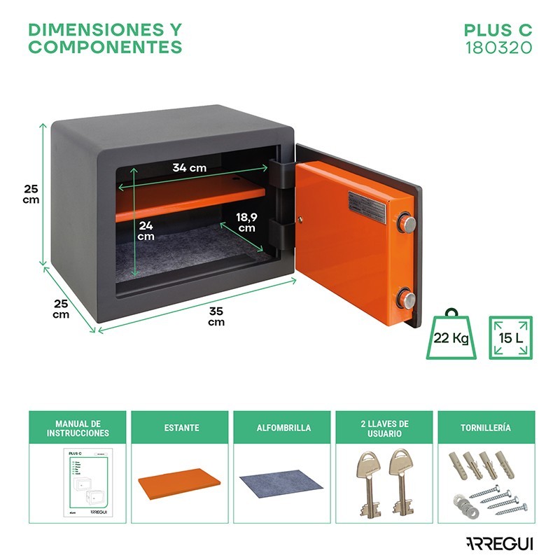 Caja Fuerte de Sobreponer Plus C Llave | ARREGUI