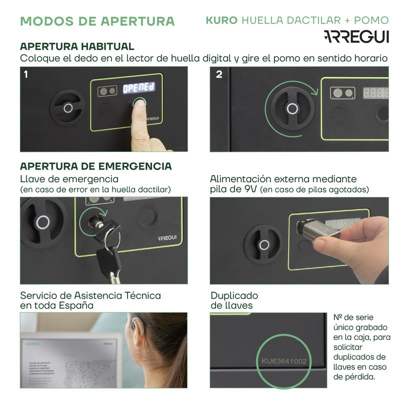 Caja Fuerte de Empotrar Kuro Fingerprint | ARREGUI