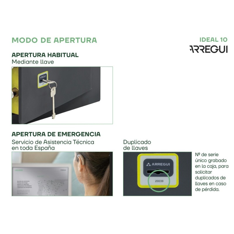 Caja Fuerte de Empotrar Ideal10 Llave | ARREGUI