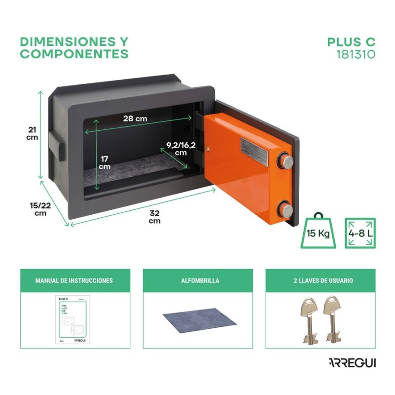 Caja Fuerte de Empotrar Plus C Llave | ARREGUI