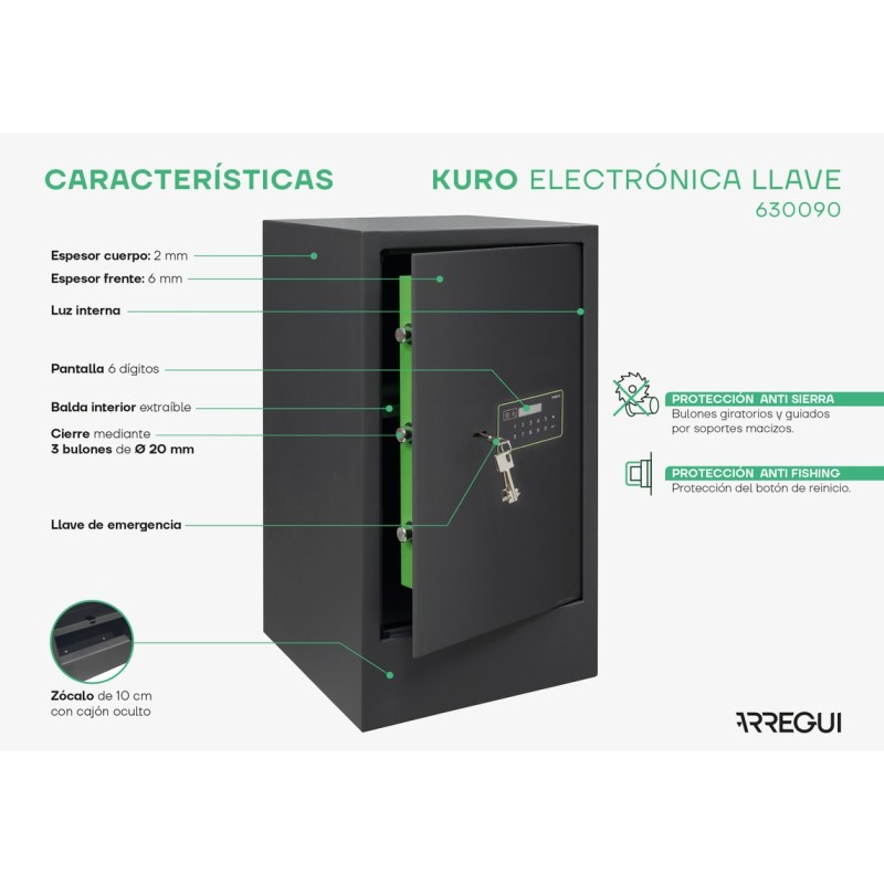 Caja Fuerte de Sobreponer Kuro con Zócalo | ARREGUI