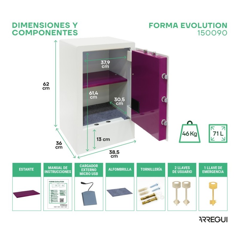 Caja Fuerte de Sobreponer Forma Evolution - Zócalo | ARREGUI