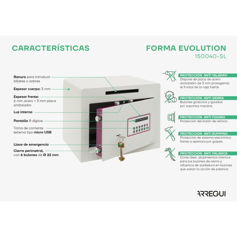 Caja Fuerte de Sobreponer Forma Evolution - Ranura| ARREGUI