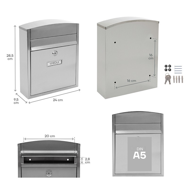 Compact Inoxidable Buzón Tamaño DIN A5 | ARREGUI